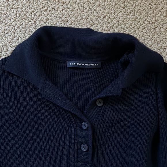 Collared Navy Blue button sweater - Picture 2 of 4